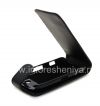 Photo 5 — kasus penutup kulit dengan membuka vertikal untuk BlackBerry 9850 / 9860 Torch, Hitam dengan tekstur halus