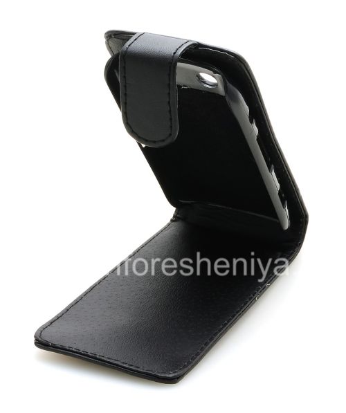 Photogallery for Housse en cuir avec couvercle à ouverture verticale pour BlackBerry 9850/9860 Torch, Noir avec texture fine product