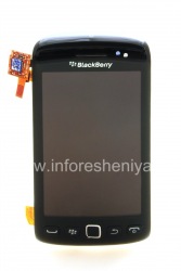 Asli perakitan layar LCD dengan layar sentuh dan panel depan untuk BlackBerry 9850 / 9860 Torch, Hitam, layar jenis 001/111