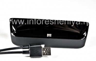 Asli charger desktop "Kaca" Sync Pod Bundle untuk BlackBerry 9850 / 9860 Torch, hitam