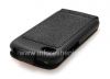 Photo 5 — El caso de cuero original con apertura vertical cubierta del tirón del cuero Shell para BlackBerry Q10, Negro (Negro)