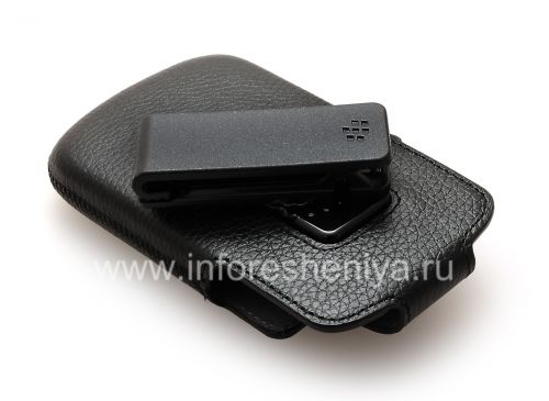 Photogallery for レザースイベルホルスターブラックベリーQ10 / 9983用のクリップ付きオリジナルレザーケース, ブラック（黒） product