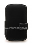 Signature Leather Case handmade Monaco Flip / Book Type Leather Case for the BlackBerry Q10, Black (Black), Horizontal opening (Book)