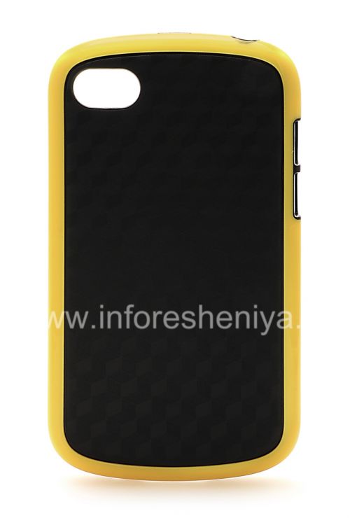 Photogallery for Etui en silicone compact &quot;Cube&quot; pour BlackBerry Q10, Noir / Jaune product