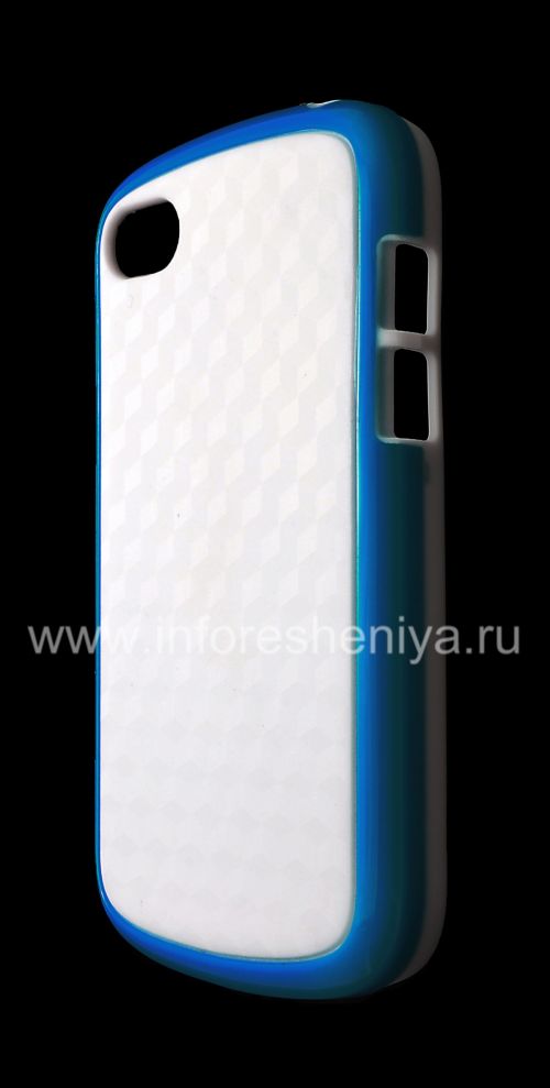 Photogallery for Etui en silicone compact &quot;Cube&quot; pour BlackBerry Q10, Blanc / Bleu product