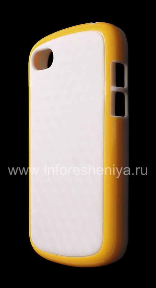 Photogallery for Etui en silicone compact &quot;Cube&quot; pour BlackBerry Q10, Blanc / Jaune product
