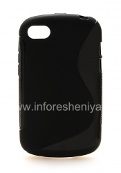 কম্প্যাক্ট প্রবাহরেখা BlackBerry Q10 জন্য সিলিকন কেস, কালো