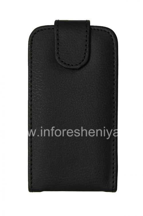 Photogallery for Ledertasche mit vertikale Öffnung für den Blackberry Q10, Schwarz mit großen Textur product