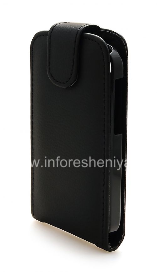 Photogallery for Ledertasche mit vertikale Öffnung für den Blackberry Q10, Schwarz mit großen Textur product
