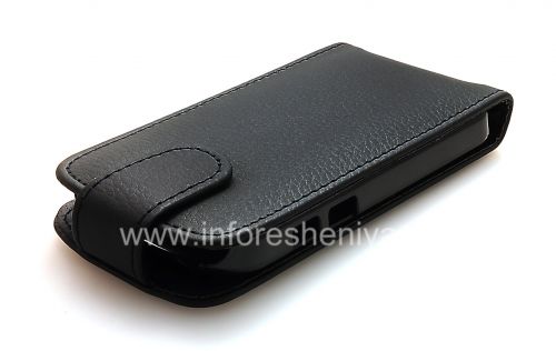Photogallery for Ledertasche mit vertikale Öffnung für den Blackberry Q10, Schwarz mit großen Textur product