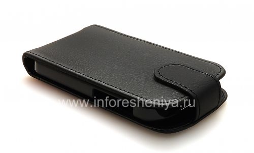 Photogallery for Ledertasche mit vertikale Öffnung für den Blackberry Q10, Schwarz mit großen Textur product
