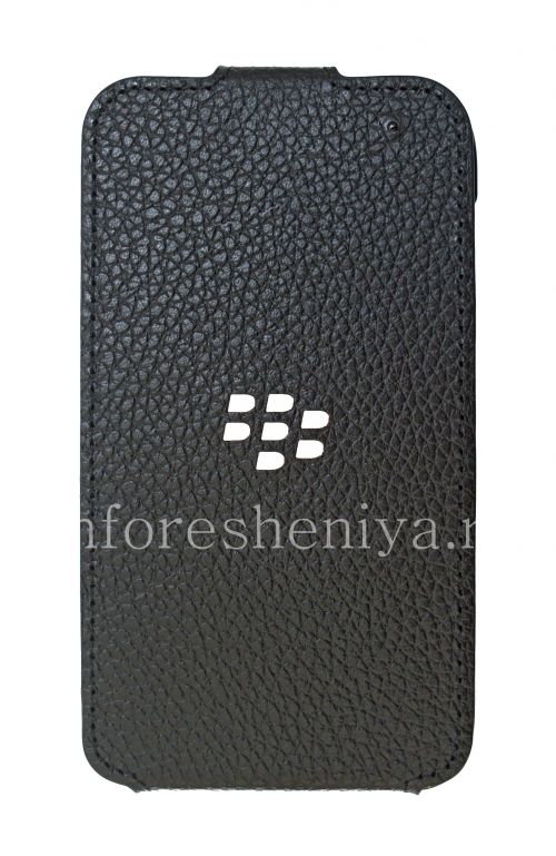 Photogallery for Etui en cuir d&#39;origine avec couvercle à ouverture verticale Leather Flip Shell pour BlackBerry Q5, Noir (Noir) product