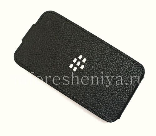 Photogallery for Etui en cuir d&#39;origine avec couvercle à ouverture verticale Leather Flip Shell pour BlackBerry Q5, Noir (Noir) product