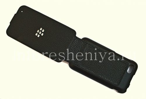 Photogallery for Etui en cuir d&#39;origine avec couvercle à ouverture verticale Leather Flip Shell pour BlackBerry Q5, Noir (Noir) product