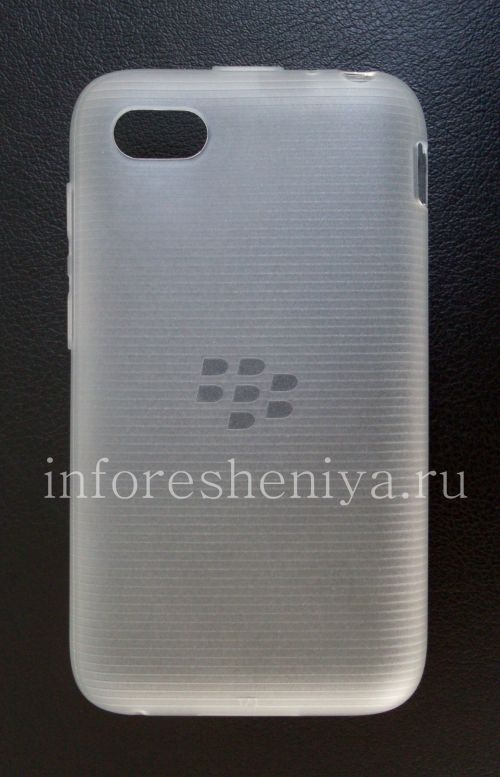 Photogallery for La boîte d&#39;origine de silicone scellée Soft Shell Case pour BlackBerry Q5, White (Blanc / Clear) product