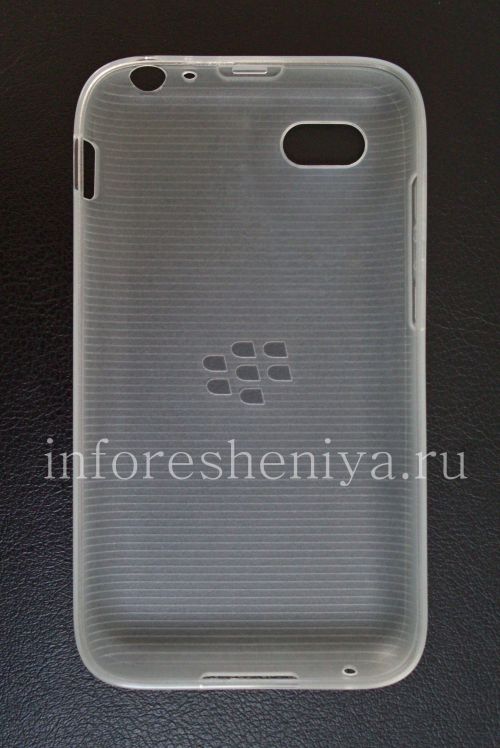 Photogallery for La boîte d&#39;origine de silicone scellée Soft Shell Case pour BlackBerry Q5, White (Blanc / Clear) product