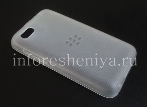 Photogallery for La boîte d&#39;origine de silicone scellée Soft Shell Case pour BlackBerry Q5, White (Blanc / Clear) product