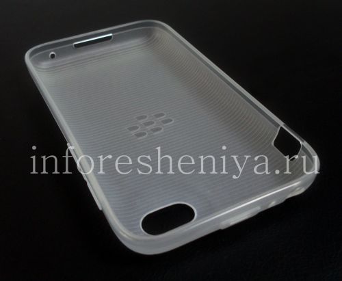Photogallery for La boîte d&#39;origine de silicone scellée Soft Shell Case pour BlackBerry Q5, White (Blanc / Clear) product