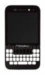 Layar LCD asli perakitan dengan layar sentuh dan bezel ke BlackBerry Q5, Hitam, layar jenis 001/111