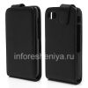 Photo 1 — Leather case cover with vertical opening for BlackBerry Q5, Black, fine texture
