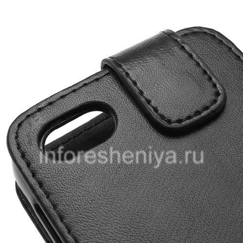 Photogallery for BlackBerry Q5 के लिए खड़ी खोलने के साथ चमड़ा प्रकरण कवर, काले, ठीक बनावट product