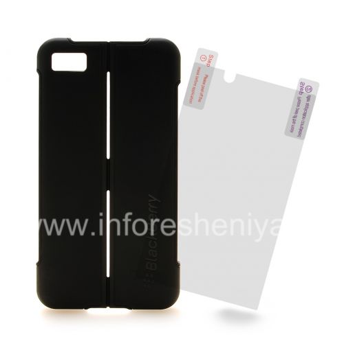 Photogallery for Le couvercle en plastique d&#39;origine, couvrir avec la fonction de stand Transform Hard Shell Case pour BlackBerry Z10, Noir (Black) product