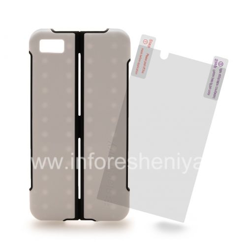 Photogallery for Le couvercle en plastique d&#39;origine, couvrir avec la fonction de stand Transform Hard Shell Case pour BlackBerry Z10, White (Blanc) product