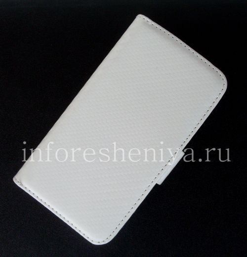 Photogallery for চামড়া কেস ওয়ালেটে BlackBerry Z10 জন্য &quot;কার্বন&quot;, সাদা product