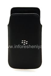 Etui en cuir de poche pour BlackBerry Z10 / 9982, Noir avec texture fine