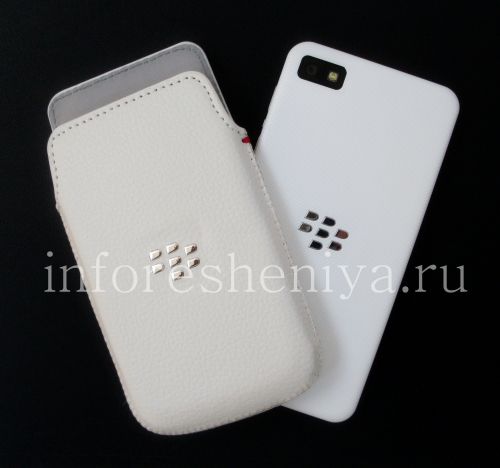Photogallery for 皮套口袋BlackBerry Z10 / 9982, 白色，质地大 product