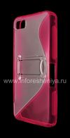 Photo 3 — Silicone Case dengan Stand merampingkan dipadatkan untuk BlackBerry Z10, berwarna merah muda