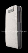 Photo 3 — ブラックベリーZ10用の垂直開口カバー付きレザーケース, ホワイト、大規模なテクスチャ