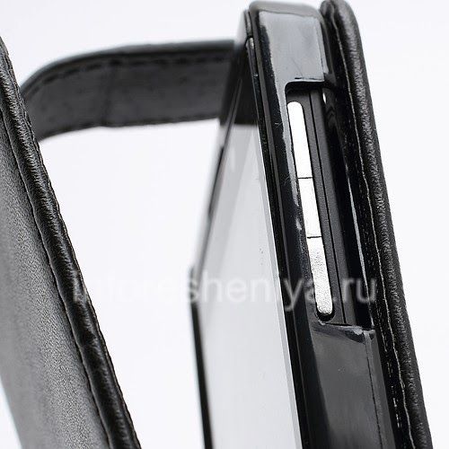 Photogallery for Leather Case with vertical opening cover for BlackBerry Z10, Black, fine texture product