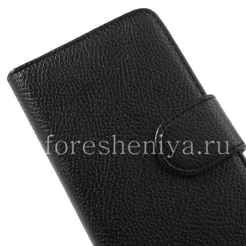 Photogallery for Leather Case horizontal opening &quot;Classic&quot; for BlackBerry Z30, Black, brown inner part product