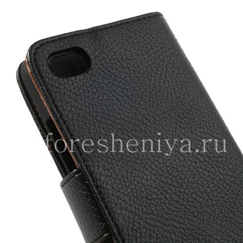 Photogallery for Leather Case horizontal opening &quot;Classic&quot; for BlackBerry Z30, Black, brown inner part product