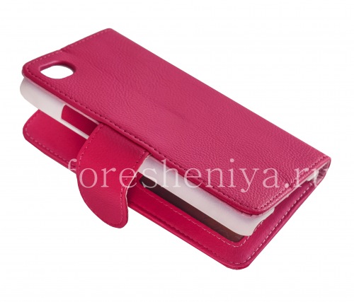 Photogallery for Leather Case horizontal opening &quot;Classic&quot; for BlackBerry Z30, Fuchsia, the inside of the pink product