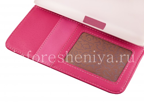 Photogallery for Leather Case horizontal opening &quot;Classic&quot; for BlackBerry Z30, Fuchsia, the inside of the pink product