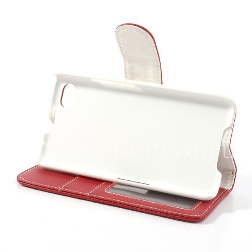 Photogallery for Leather Case horizontal opening &quot;Classic&quot; for BlackBerry Z30, Red, white inner part product