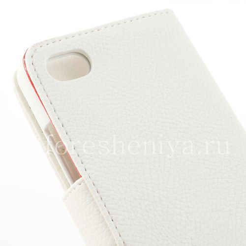 Photogallery for Leather Case horizontal opening &quot;Classic&quot; for BlackBerry Z30, White, the inside of the Red product