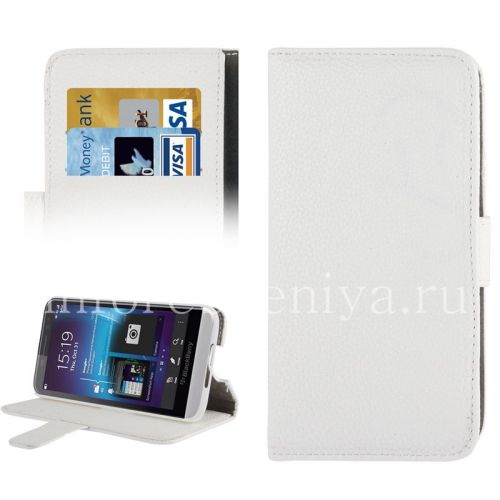 Photogallery for Horisontal Kulit Kasus dengan fungsi membuka stand untuk BlackBerry Z30, putih product