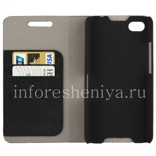 Photogallery for Leather Case pembukaan horisontal &quot;Kayu&quot; untuk BlackBerry Z30, hitam product