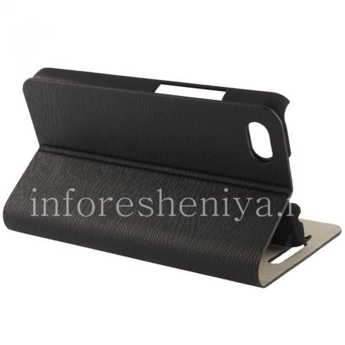 Photogallery for Leather Case pembukaan horisontal &quot;Kayu&quot; untuk BlackBerry Z30, hitam product
