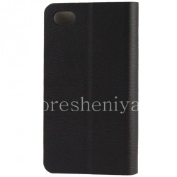 Funda de cuero abertura horizontal "de madera" para BlackBerry Z30, Negro