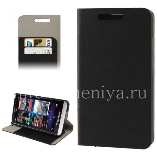 Photogallery for Leather Case pembukaan horisontal &quot;Kayu&quot; untuk BlackBerry Z30, hitam product