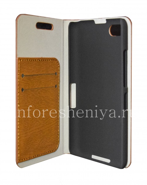 Photogallery for Leather Case pembukaan horisontal &quot;Kayu&quot; untuk BlackBerry Z30, coklat product