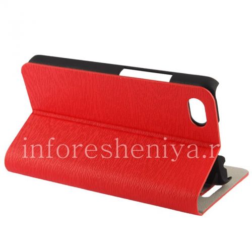 Photogallery for Leather Case pembukaan horisontal &quot;Kayu&quot; untuk BlackBerry Z30, merah product
