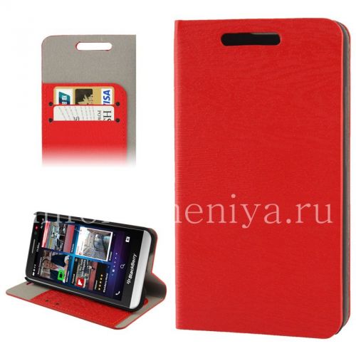 Photogallery for Leather Case pembukaan horisontal &quot;Kayu&quot; untuk BlackBerry Z30, merah product
