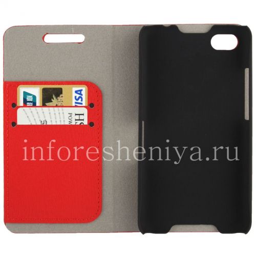 Photogallery for Leather Case pembukaan horisontal &quot;Kayu&quot; untuk BlackBerry Z30, merah product