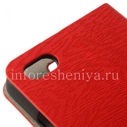 Photogallery for Leather Case pembukaan horisontal &quot;Kayu&quot; untuk BlackBerry Z30, merah product