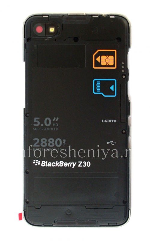 Photogallery for The middle part of the original body in the assembly with the rim for the BlackBerry Z30, Silver / Black product